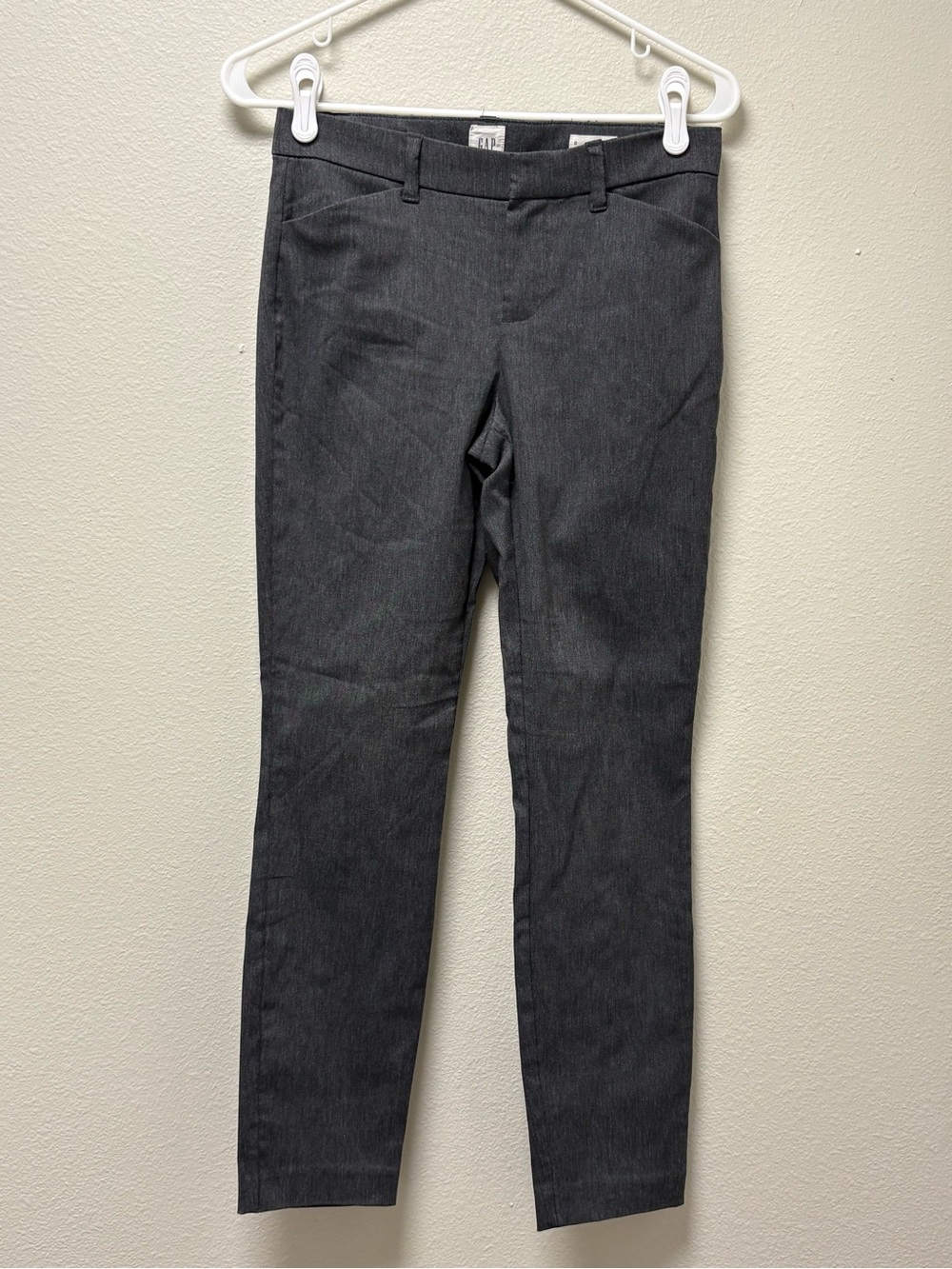 GAP Women's Gray Solid Twill Skinny Ankle Pants Stretch Flat Front Pockets